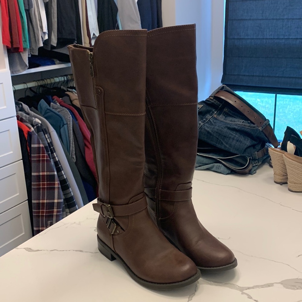 Brown riding boots